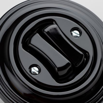 Kliklap - Retro dvostruki prekidač za stepenište sa okvirom br. 6+6, crni