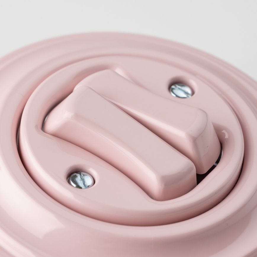 Kliklap - Retro dvostruki prekidač za stepenište sa ramom br. 6+6 staroružičasta