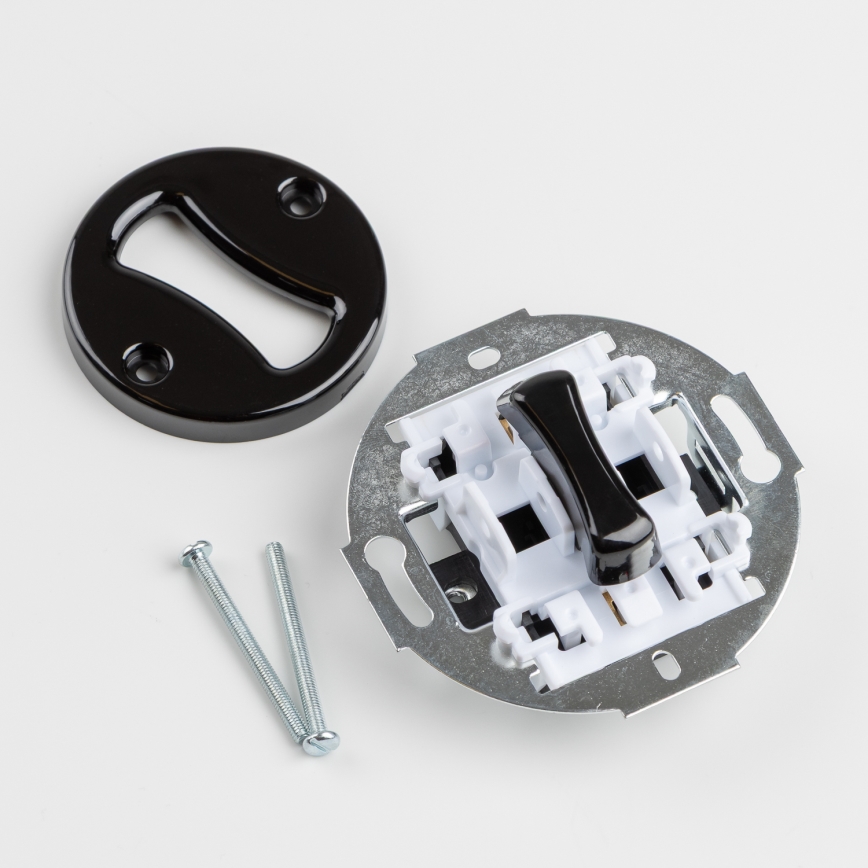 Kliklap - Retro jednopolni prekidač bez okvira, br. 1, crne boje