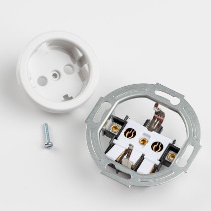 Kliklap - Retro jednopolni prekidač br. 1 i SCHUKO utičnica 230 V sa belim keramičkim okvirom