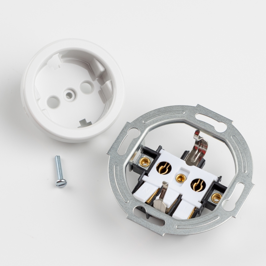 Kliklap - Retro jednopolni prekidač br. 1 i SCHUKO utičnica 230 V sa belim keramičkim okvirom