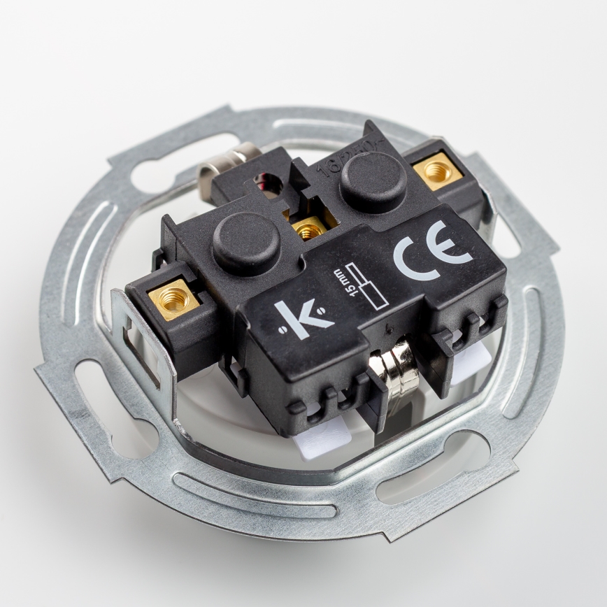 Kliklap - Retro jednopolni prekidač br. 1 i SCHUKO utičnica 230 V sa belim keramičkim okvirom