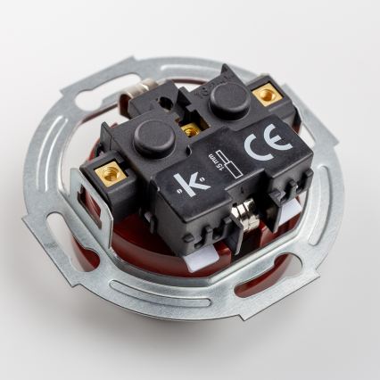 Kliklap - Retro jednopolni prekidač br. 1 i SCHUKO utičnica 230V sa okvirom, braon