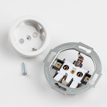 Kliklap - Retro jednopolni prekidač br. 1 i SCHUKO utičnica 230V sa ramom u snežno beloj boji