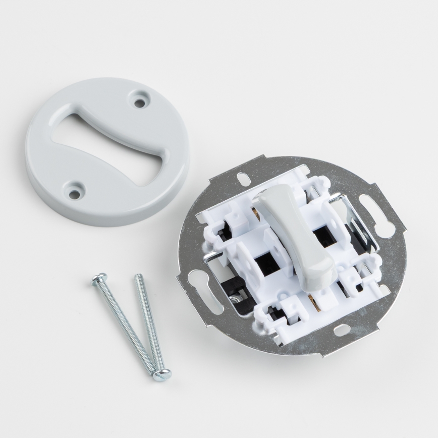 Kliklap - Retro jednopolni prekidač br. 1 i utičnica 230 V sa ramom, siva