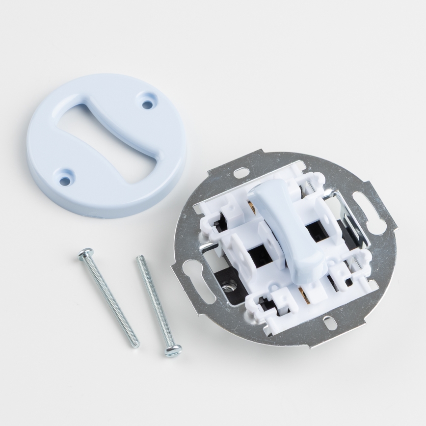 Kliklap - Retro jednopolni prekidač br. 1 i utičnica 230V sa okvirom u plavoj boji