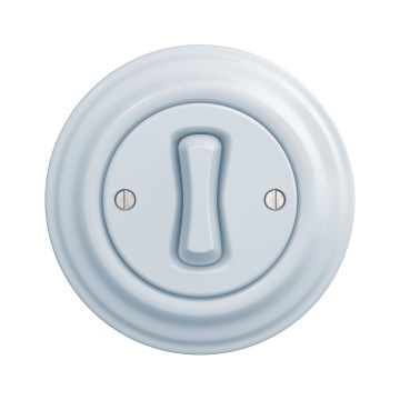 Kliklap - Retro jednopolni prekidač sa okvirom br. 1, plave boje