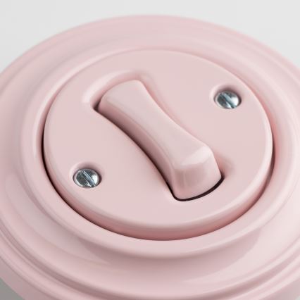 Kliklap - Retro jednopolni prekidač sa okvirom br. 1, staroružičasta