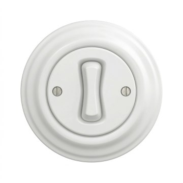 Kliklap - Retro jednopolni prekidač sa ramom br. 1 snežno bela