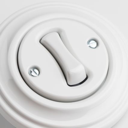 Kliklap - Retro jednopolni prekidač sa ramom br. 1 snežno bela