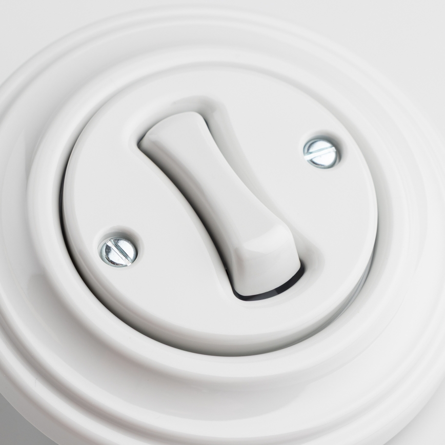 Kliklap - Retro jednopolni prekidač sa ramom br. 1 snežno bela