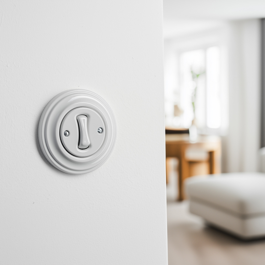 Kliklap - Retro keramičko dugme sa okvirom, belo