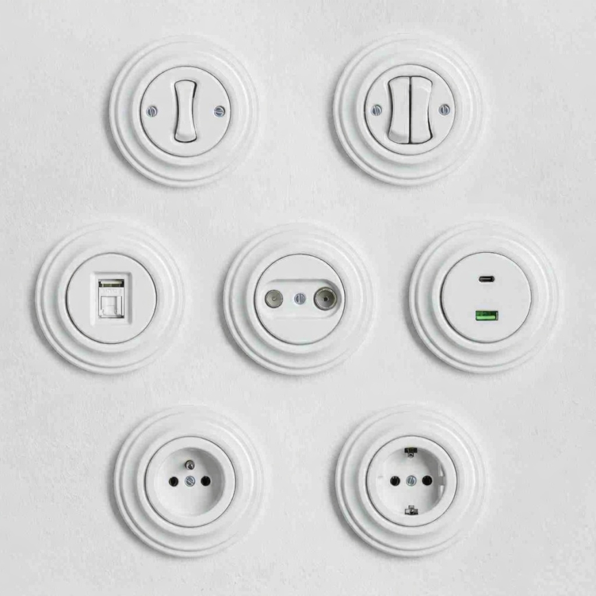 Kliklap - Retro krstasti prekidač bez okvira br. 7 snežno bela