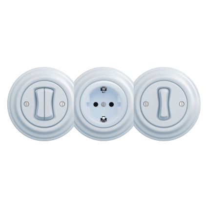 Kliklap - Retro kućna utičnica bez okvira SCHUKO 230V/16A plava