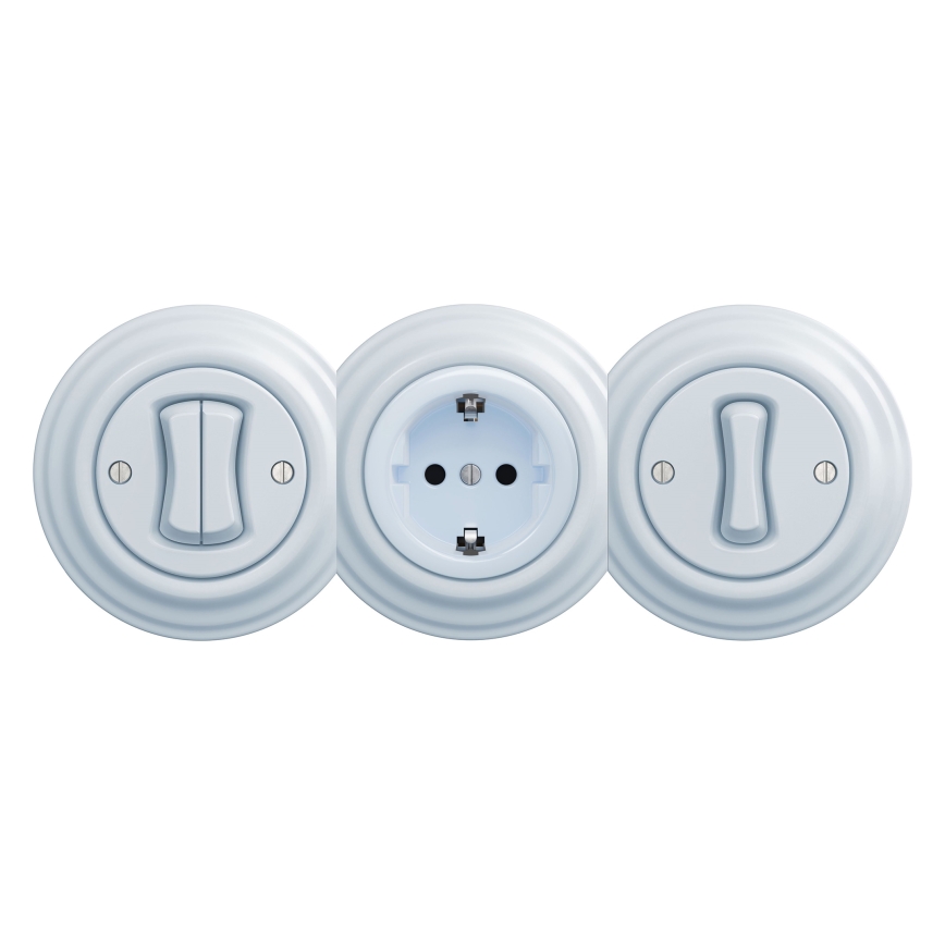 Kliklap - Retro kućna utičnica bez okvira SCHUKO 230V/16A plava