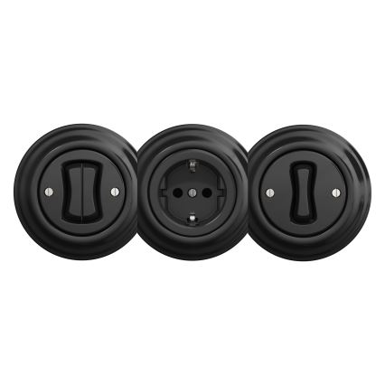 Kliklap - Retro kućna utičnica bez rama SCHUKO 230V/16A crna