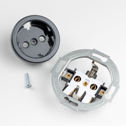 Kliklap - Retro kućna utičnica sa okvirom SCHUKO 230V/16A, antracit