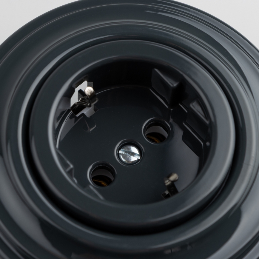 Kliklap - Retro kućna utičnica sa okvirom SCHUKO 230V/16A, antracit