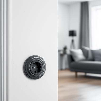 Kliklap - Retro kućna utičnica sa okvirom SCHUKO 230V/16A, antracit