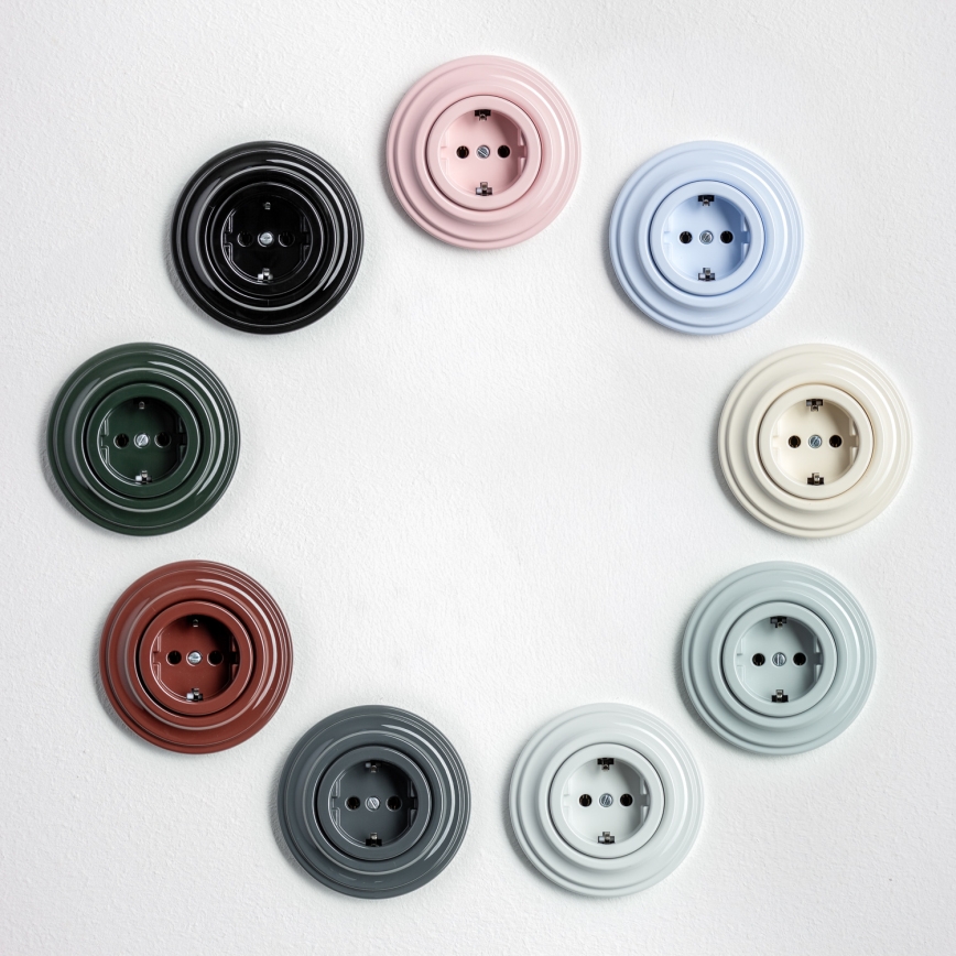 Kliklap - Retro kućna utičnica sa okvirom SCHUKO 230V/16A, antracit