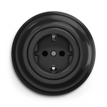 Kliklap - Retro kućna utičnica sa okvirom SCHUKO 230V/16A crna