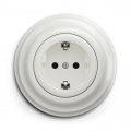 Kliklap - Retro kućna utičnica sa okvirom SCHUKO 230V/16A, keramička, bela