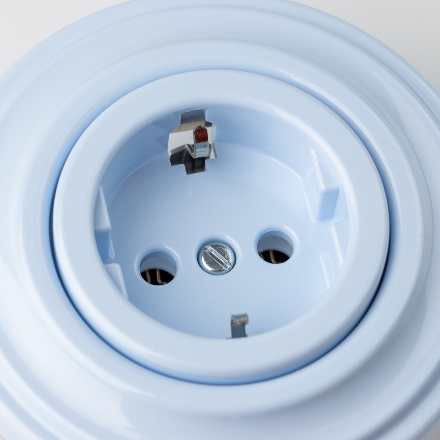 Kliklap - Retro kućna utičnica sa okvirom SCHUKO 230V/16A plava
