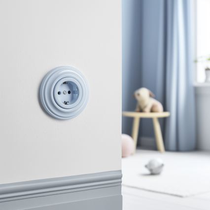 Kliklap - Retro kućna utičnica sa okvirom SCHUKO 230V/16A plava