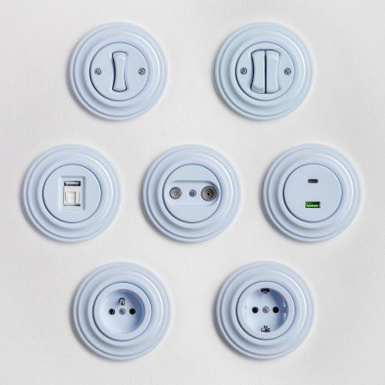 Kliklap - Retro kućna utičnica sa okvirom SCHUKO 230V/16A plava