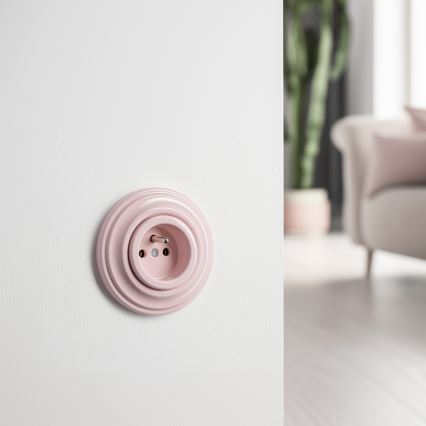 Kliklap - Retro kućna utičnica sa ramkom 230V, staroružičasta