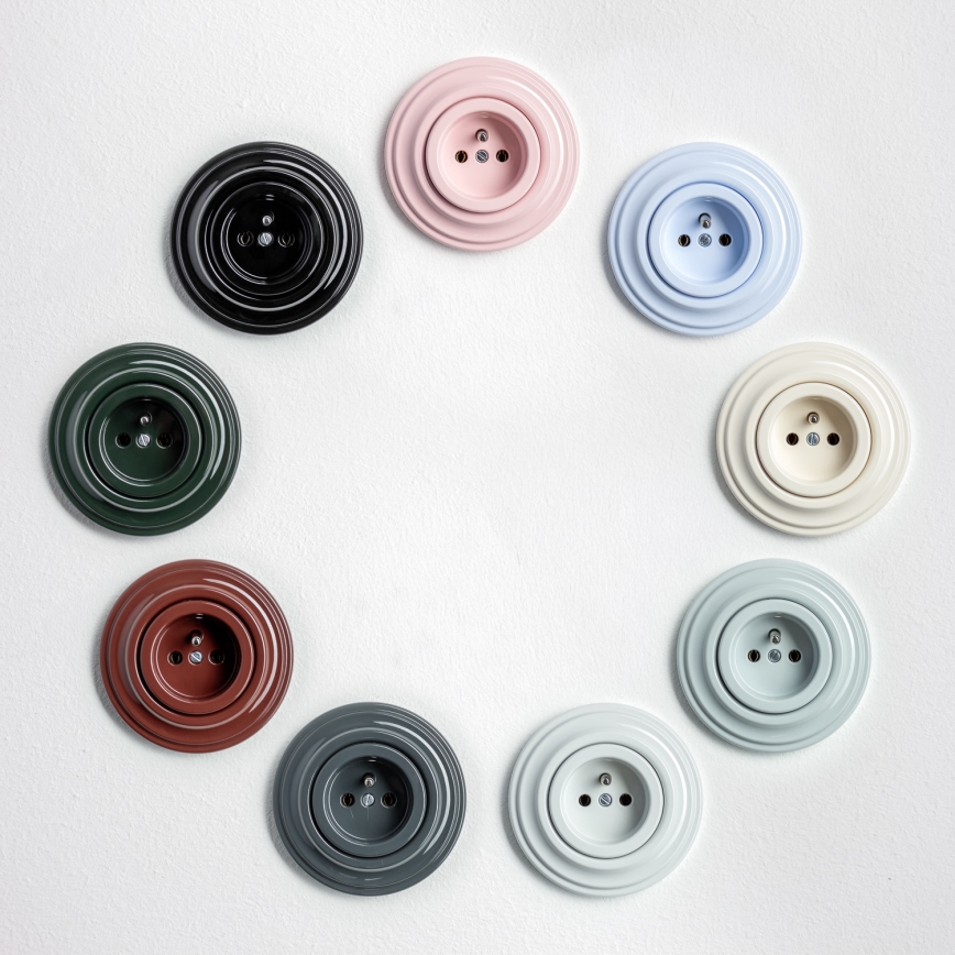 Kliklap - Retro kućna utičnica sa ramkom 230V, staroružičasta