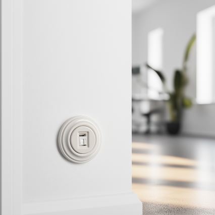 Kliklap - Retro mrežna priključnica s ramom, bež