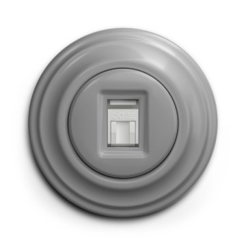 Kliklap - Retro mrežna utičnica sa okvirom, siva