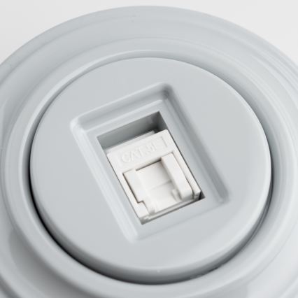 Kliklap - Retro mrežna utičnica sa okvirom, siva