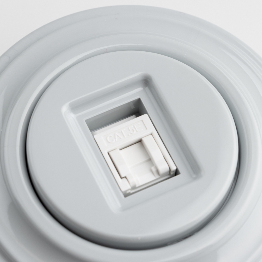 Kliklap - Retro mrežna utičnica sa okvirom, siva