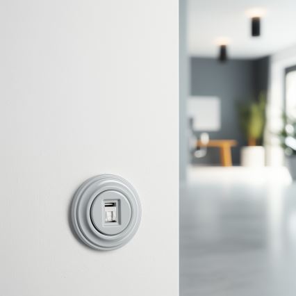 Kliklap - Retro mrežna utičnica sa okvirom, siva