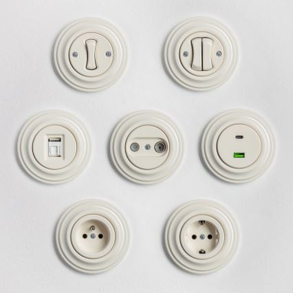 Kliklap - Retro prekidač za stepenište sa okvirom br. 6, bež