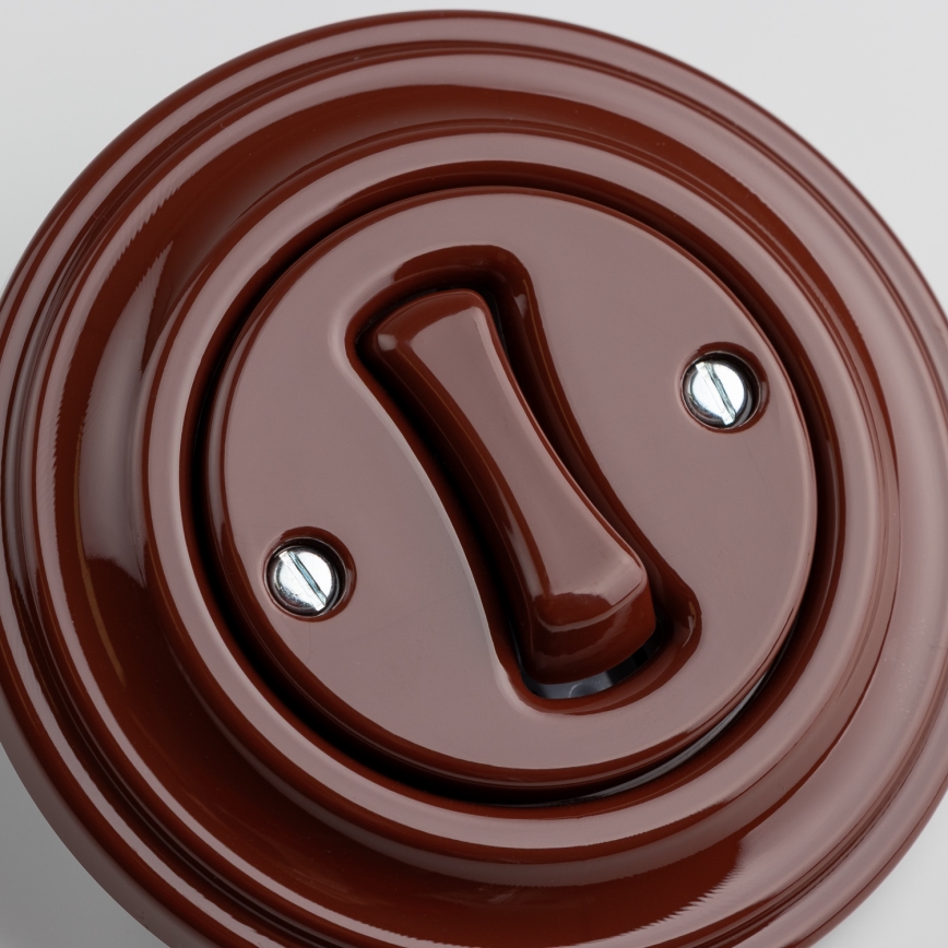 Kliklap - retro prekidač za stepenište sa ramom br. 6, braon