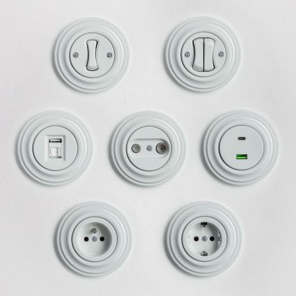 Kliklap - Retro serijski keramički beli prekidač sa ramom br. 5