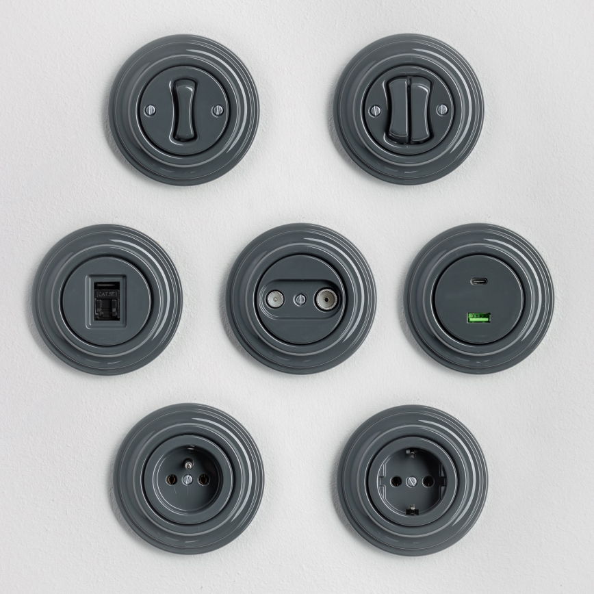 Kliklap - Retro stepenišni prekidač bez okvira br. 6 antracit