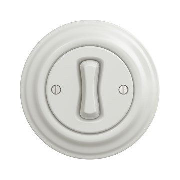 Kliklap - Retro stepenišni prekidač sa okvirom br. 6, keramički beli