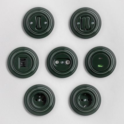 Kliklap - Retro stepenišni prekidač sa okvirom br. 6, zelene boje