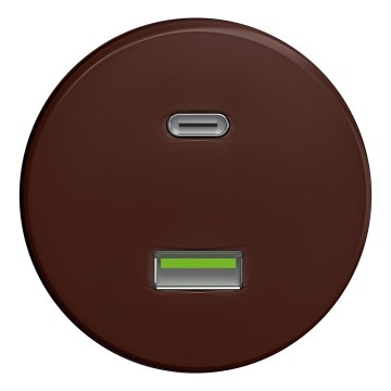 Kliklap - Retro USB utičnica A+C bez okvira, braon