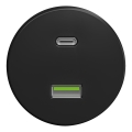 Kliklap - Retro USB utičnica A+C bez okvira, crna