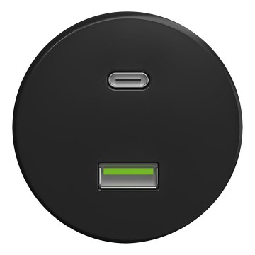 Kliklap - Retro USB utičnica A+C bez okvira, crna