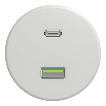 Kliklap - Retro USB utičnica A+C bez okvira, keramička bela