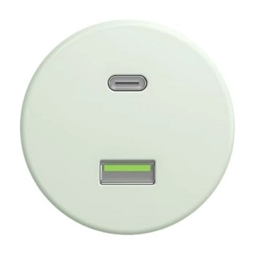 Kliklap - Retro USB utičnica A+C bez okvira, mentolno zelena