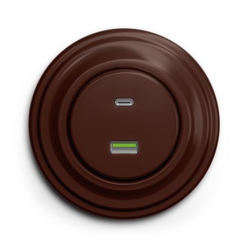 Kliklap - Retro USB utičnica A+C sa braon okvirom