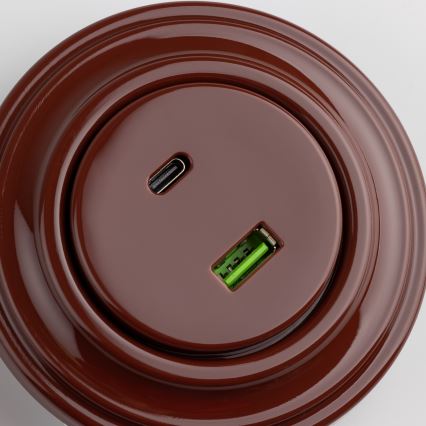 Kliklap - Retro USB utičnica A+C sa braon okvirom