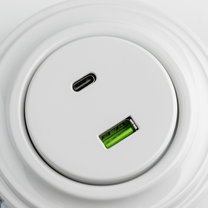 Kliklap - Retro USB utičnica A+C sa keramičkim okvirom, bela